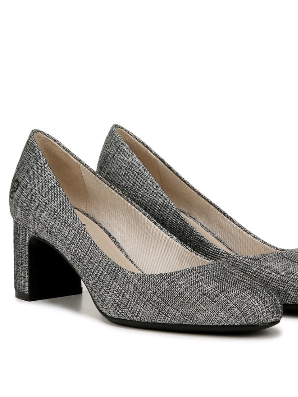 Life Stride Gray Tweed Block Heel Pumps